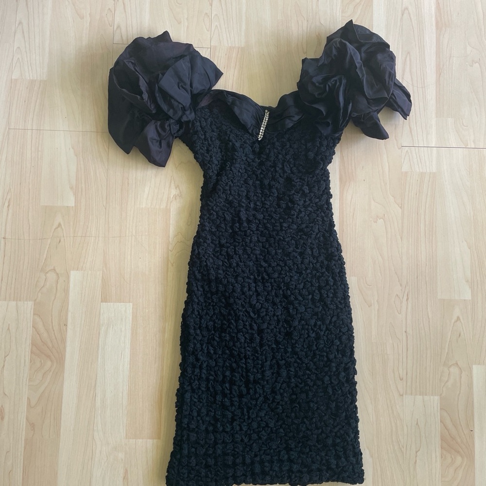 Steppin' Out Black Mini Dress with Statement Puff Sleeves